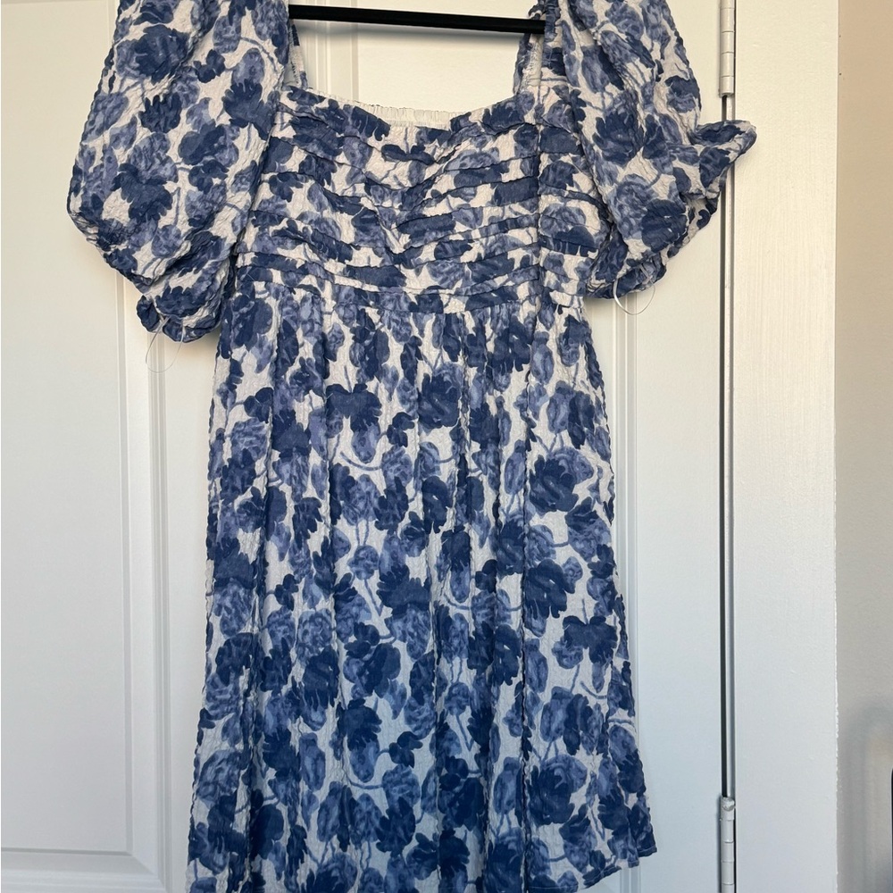 Abercrombie & Fitch Blue and White Textured Dress